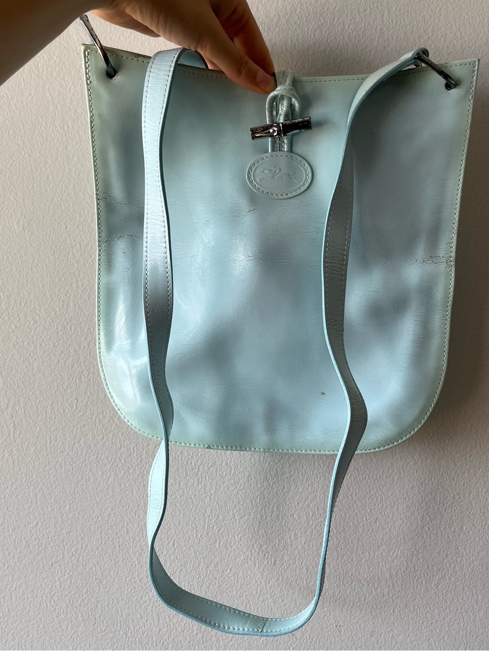Longchamp Light Blue Leather Shoulder Bag - Picture 2 of 5